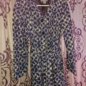 Ann Taylor Elegant Blue and White Patterned jacket size large